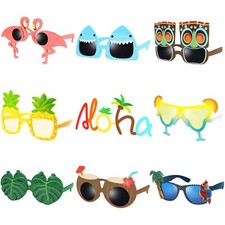 Luau Party Sunglasses - 9 Pairs Funny Hawaiian Glasses, Tropical Fancy Dress ...
