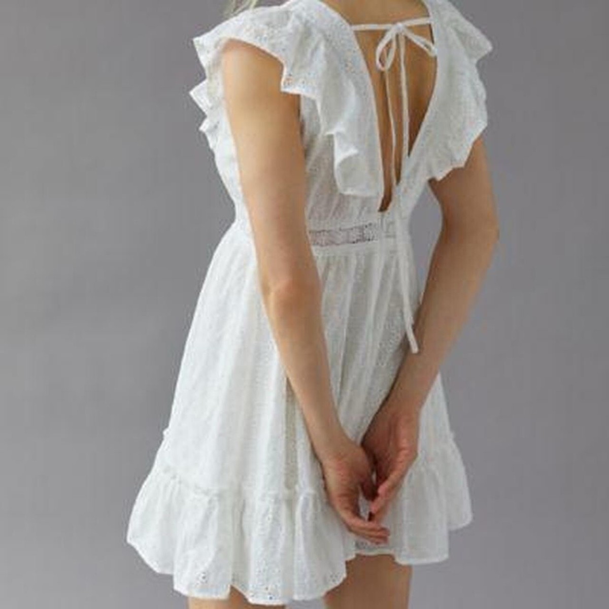 Urban Outfitters White Lace Babydoll Dress | Large | New with Tags | eBay
