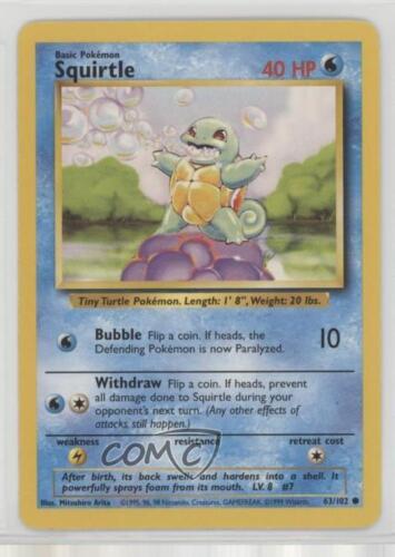 1999 Pokemon Unlimited Squirtle #63 0s72 - Picture 1 of 3