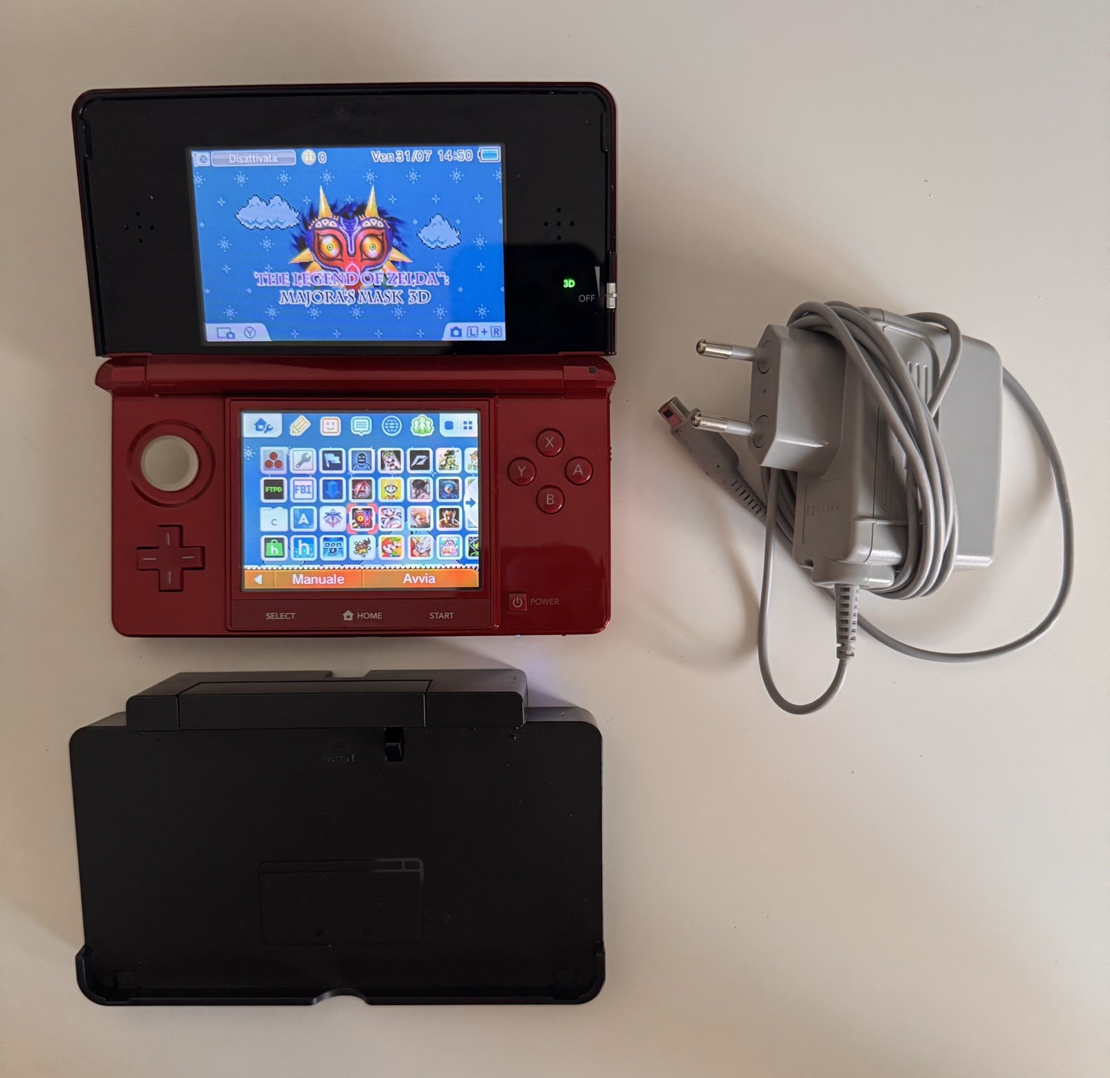 Nintendo 3DS Rosso (CTR-001) - PAL | Con Modifica/Jailbreak + MicroSD 128GB