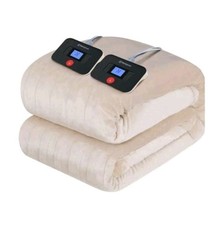 Electric Blanket King Size Super Cozy  Soft Flannel 100"x90" Cream Beige NEW