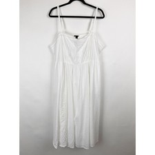 Torrid Crochet Pintuck Lace Smocked Cotton Midi Sun Dress Plus Womens 2 2X White
