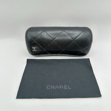 Chanel Quilted Logo Leather Sunglasses Glasses Black Case Only CC Logo
