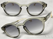 Classic Elegant Vintage Retro Style SUNGLASSES Round Gray Frame Light Tint Lens