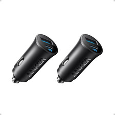 Anker USB-C Car Charger, 2-Pack 30W 2-Port Type-C Car Adapter, Cigarette Lighter