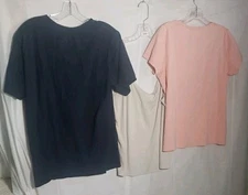 Womens Mixed Brands Plain Color Tees Lot Bundle Of Three Tshirts Size Large 