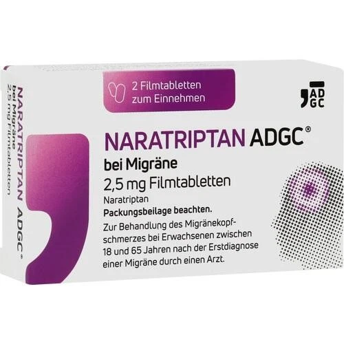ZENTIVA PHARMA GMBH NARATRIPTAN ADGC bei Migräne 2,5 mg Filmtabletten 2 St. PZN 18498549