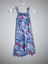 Tommy Bahama Tiered Party Dress Tropical Tie Shoulder Ruffle Palm Girls 7 Resort