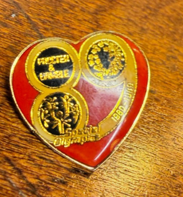 Vintage 1980-1989 Special Olympics Enamel Heart lapel Pin Proctor and Gamble