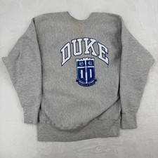 VTG 80s 90s Duke University Gray Crew Neck Sweatshirt Reverse Weave Style Sz XL