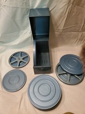 Vintage 8mm Film Reel Storage Case Metal Box w 6 Canisters Reels Revere Alanar