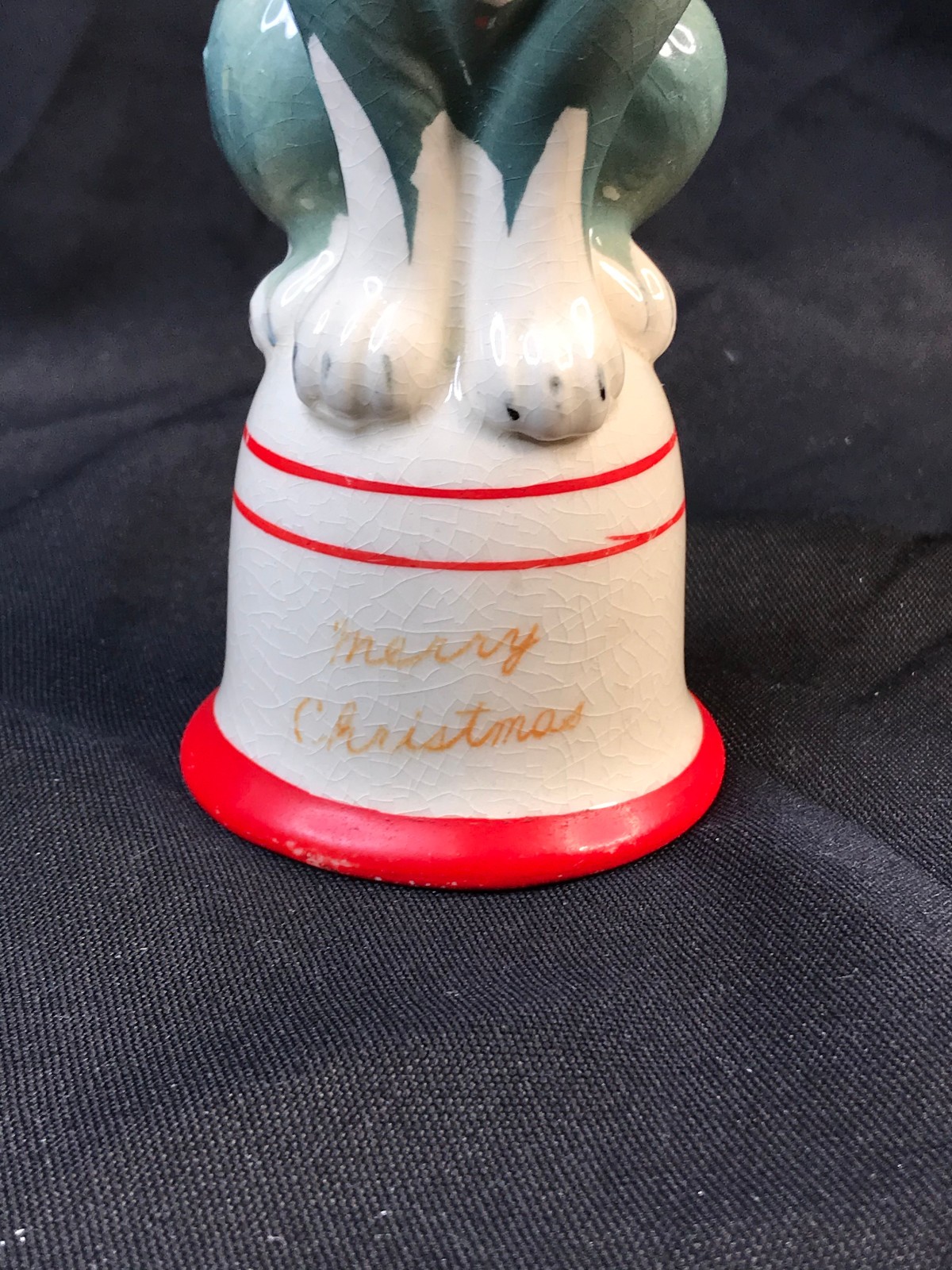 Kreiss “Merry Christmas” Gray Winking Cat Bell Japan 8”