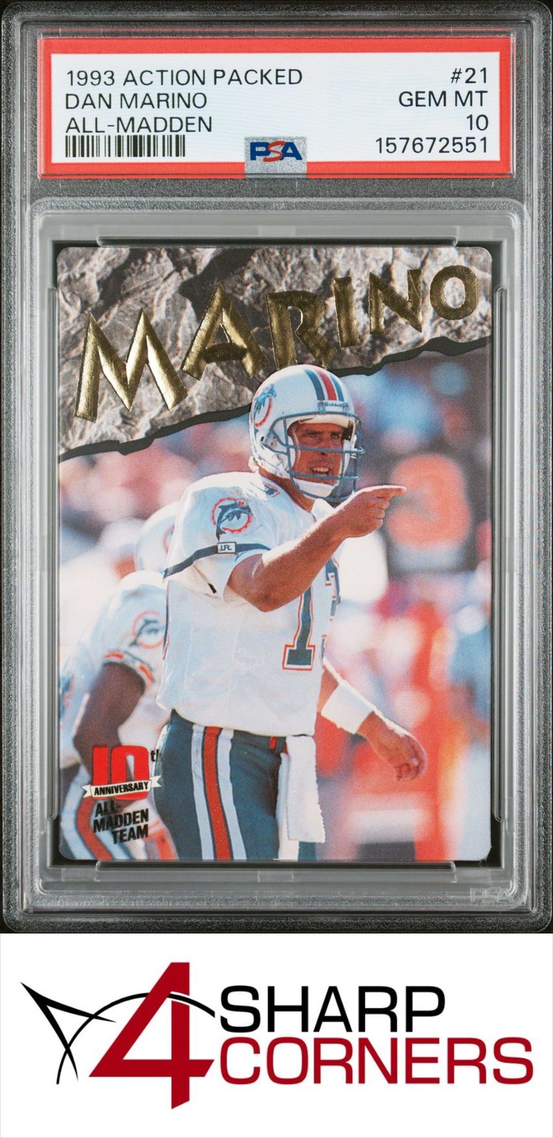 1993 ACTION PACKED ALL-MADDEN #21 DAN MARINO HOF PSA 10