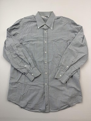 Luciano Barbera Dress Shirt Mens Blue Stripe Button Down Made In Italy Read