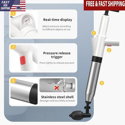 #ad #ad High Pressure Toilet Plunger Drain Clog Remover Air Blaster Sink Plumbing Tool $38.58