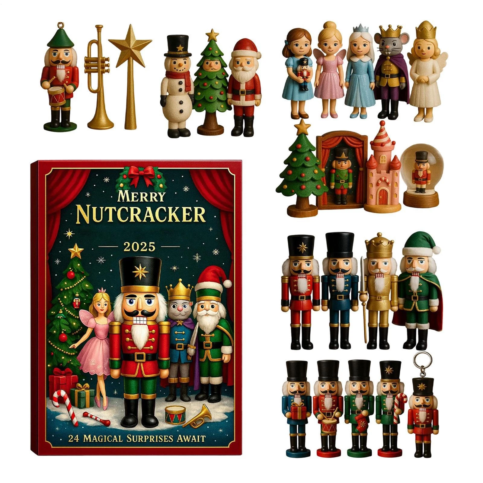 Merry Nutcracker Advent Calendar 2025, Flat 24-Day Christmas Countdown With Toys