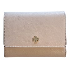 Tory Burch Robinson Saffiano Leather Trifold Wallet Apricot Peach