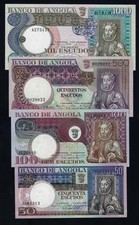 Portugal Angola SET 50 + 100 + 500 + 1000 ESCUDOS 1973 XF-UNC