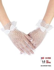Women's Lace Tea Party Gloves Tulle Mesh Short Gloves  Bridal One Size White