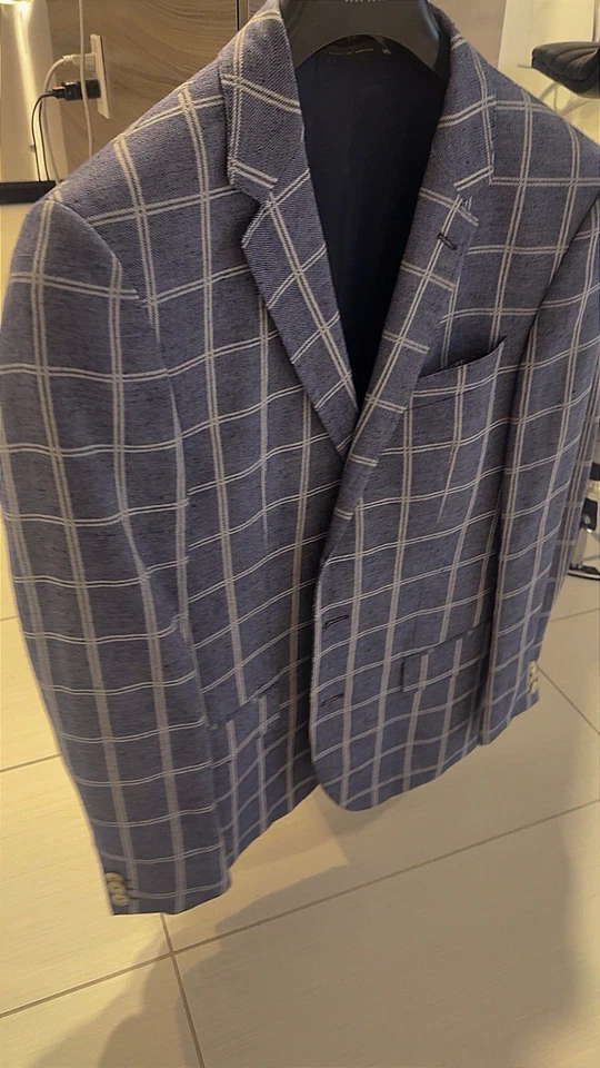 Hugo Boss Mens Slim fit Sport Coat Blazer 36 R Blue Plaid - Image 3 of 3
