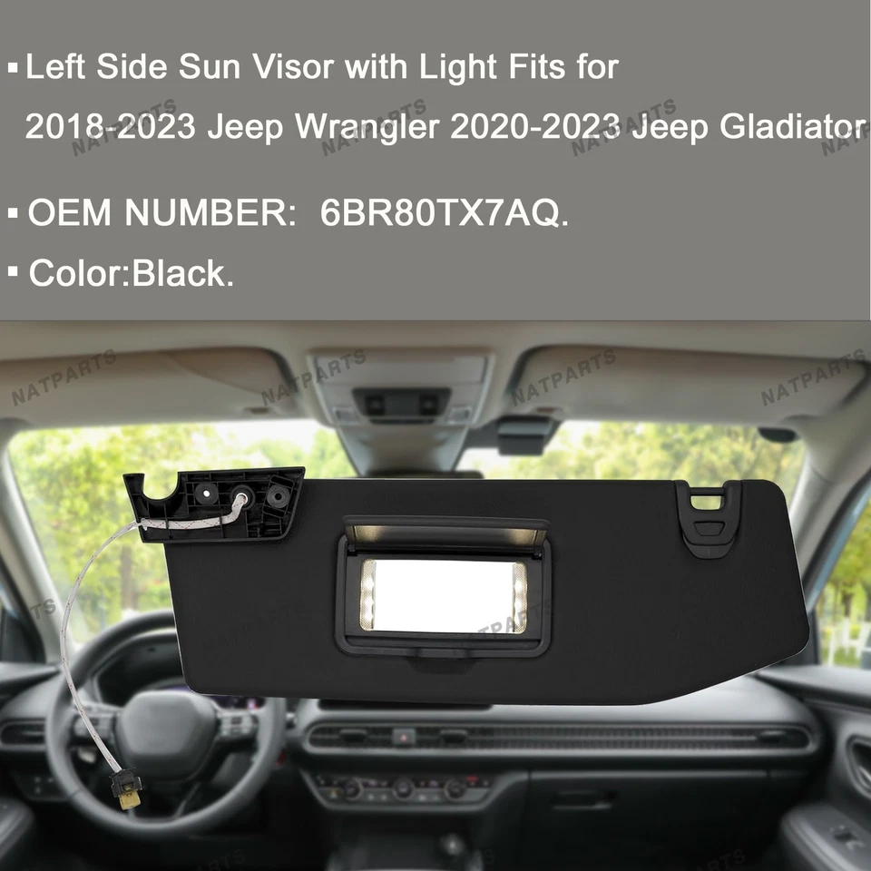 Left Sun Visor W/ Light for18-23 JeepWrangler 20-23 JeepGladiator 6BR80TX7AQ - Image 2 of 4