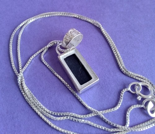 925 Sterling Silver Black Onyx Pendant Necklace - Picture 4 of 6