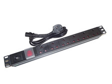 Image of 6 way UK Socket PDU with *DETACHABLE UK-IEC C14 1.8M LEAD* 1U 19" Rackmount
