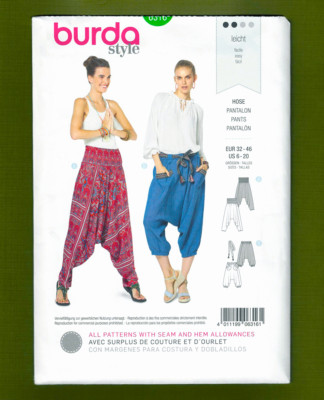 Harem Pants or Trousers Sewing Pattern~2 Styles! (Sizes 6-20) Burda Style 6316