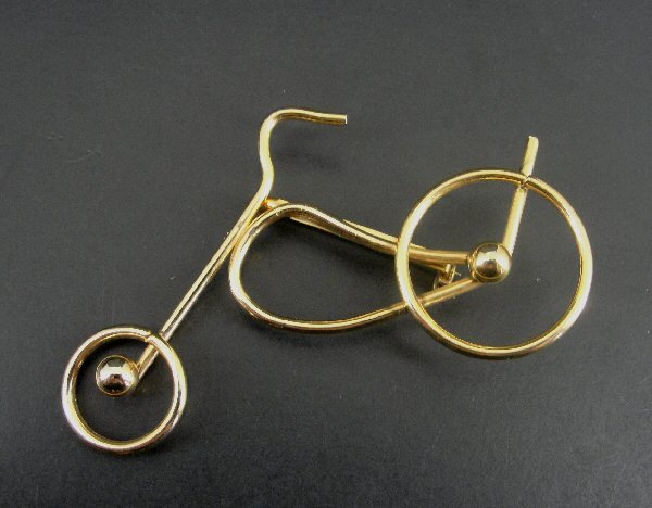 Vintage Large Stick Motorcycle Gold Plate BROOCH Chopper Pin