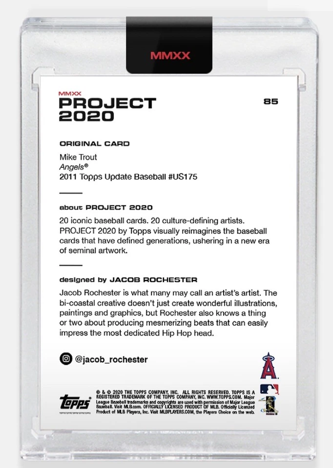 TOPPS PROJECT 2020 CARD 2011 TOPPS ANGELS MIKE TROUT #85 by JACOB ROCHESTER - Image 2 of 2