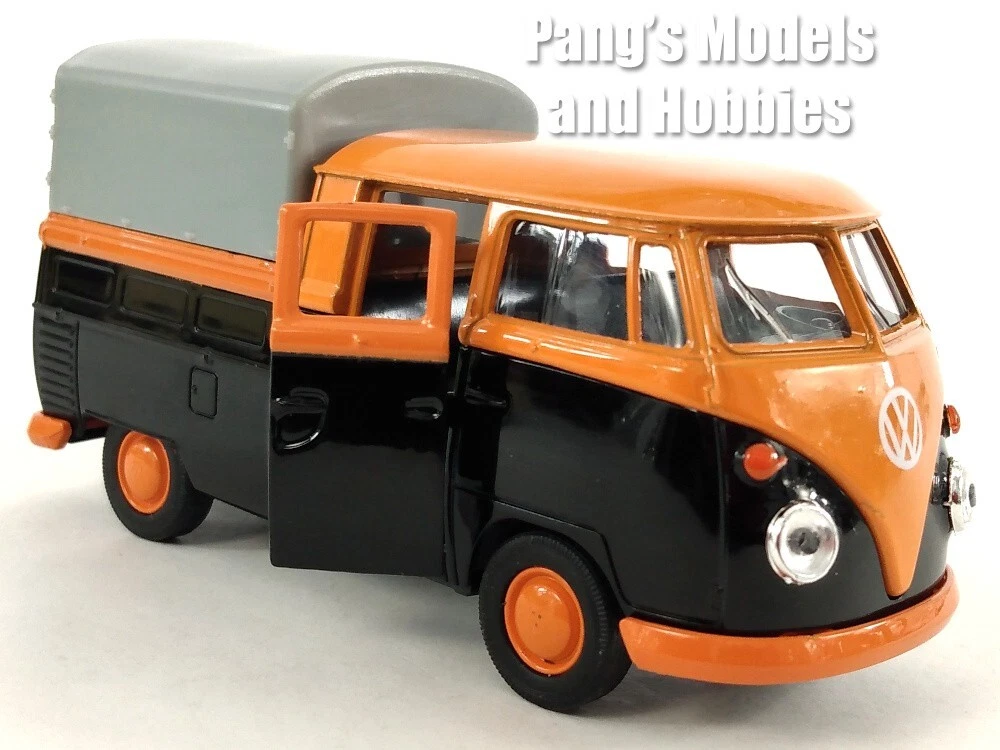 Welly Volkswagen T1 Samba Bully Bus 1/24 – Modello Auto Die-Cast Metallo Arancione Con Fiori, Porte Apribili – Nuovo In Scatola