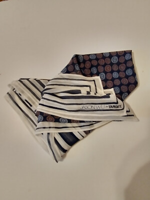 Jason Wu Target Chiffon Scarf Wrap Shawl White Navy Coin Print