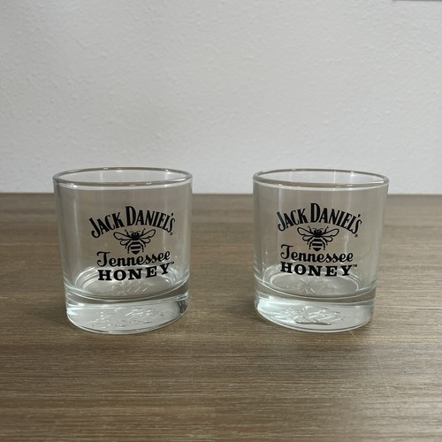 NUOVO! Set di (2) occhiali da bere Jack Daniels Tennessee Honey Whiskey Rocks - Foto 4 di 7