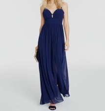 $89 City Studios Juniors' Woman's Blue Chiffon Cutout Gown Dress Size 1