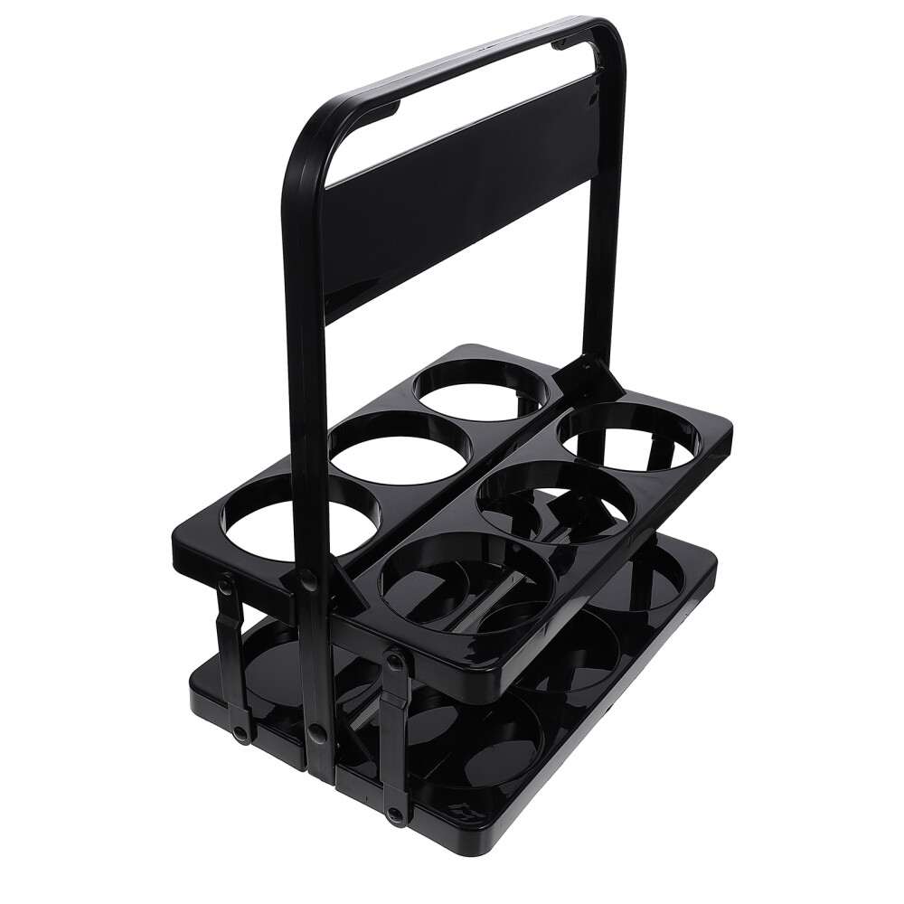 Beer Bottle Carrier Metal Foldable Rack Basket Drink Holder (Black