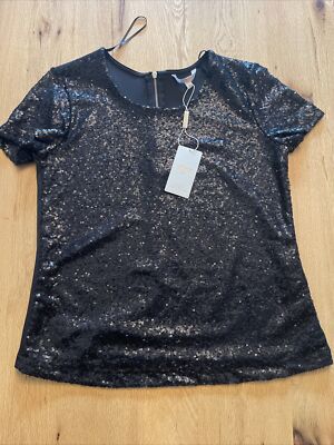 Clockhouse C&A Elements Collection Pailletten Shirt M Neu Schwarz Party Wow   