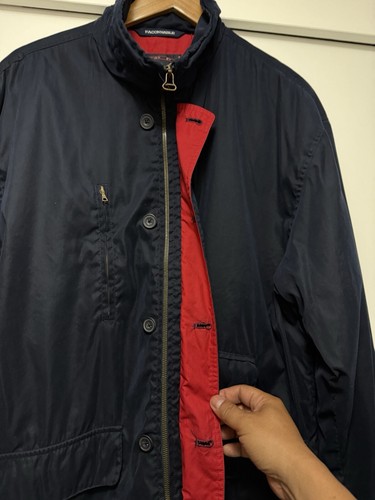 Faconnable Men’s Medium Navy Jacket With Red Lining Water Repellant Fabric - Picture 10 of 18