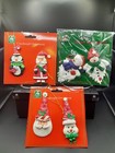 (6) Clay Dough Ornaments - Penguin-Santa / Snowman Angels x 2 / Santa-Snowman