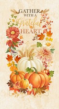 Harvest Autumn Fabric Grateful Heart 24" Panel Cotton Timeless Treasures CD3510