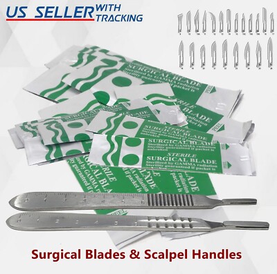 10 Sterile #10 Surgical Blades with FREE #3 Scalpel Knife Handle Medical Dental