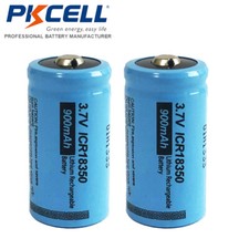 2PCS 18350 3.7V 900mAh Li-ion Rechargeable Batteries Button Top for Transponder