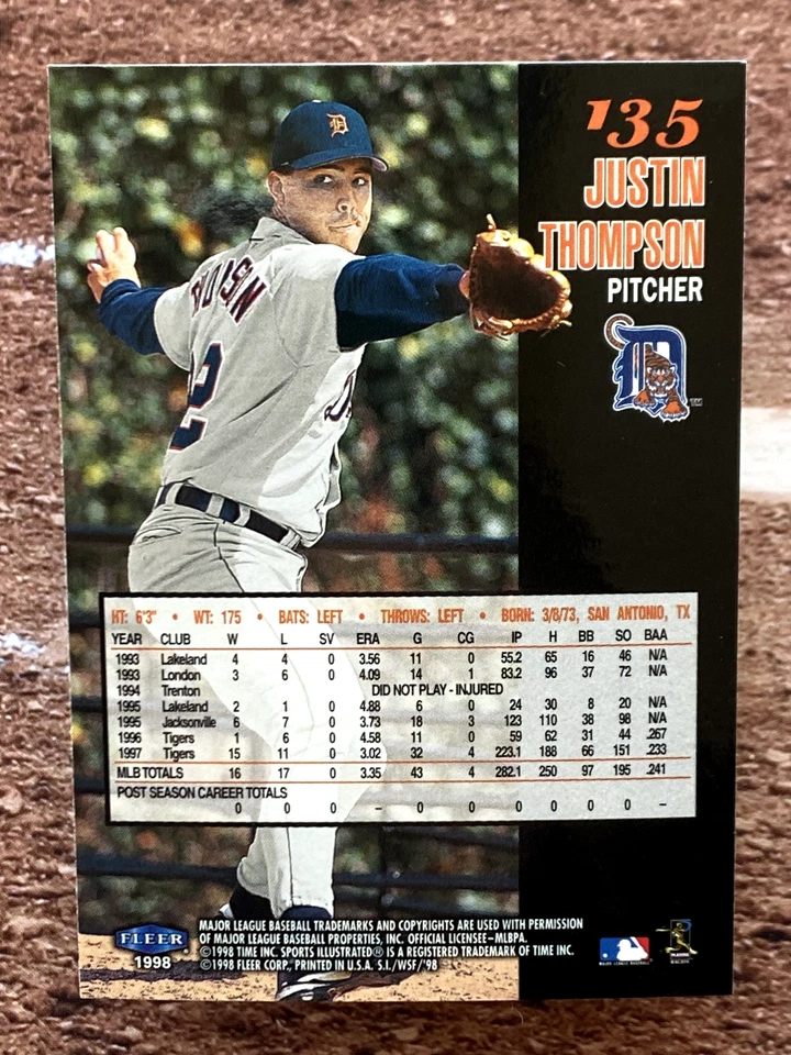 1998 Fleer Sports Illustrated World Series Fever Justin Thompson #135 - Image 2 of 2