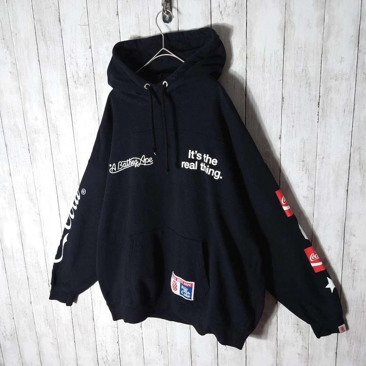 A BATHING APE (BAPE) Felpa con cappuccio pullover A Bathing Ape Coca Cola nera taglia S