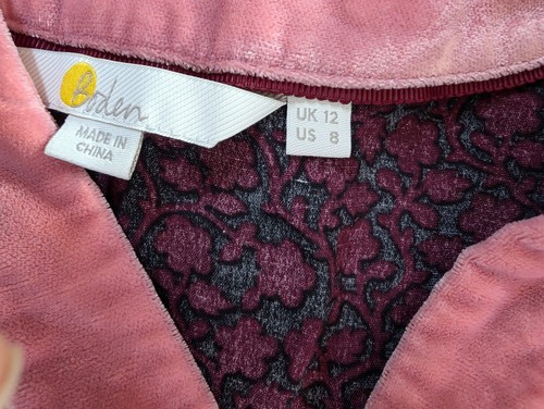 Boden tunic top velvet style trim floral top size 12 - Picture 5 of 6