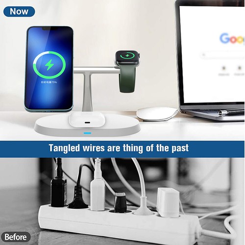 3IN1 15W Magnetic Wireless Charger Dock Stand For iWatch 8 7 Air Pods iPhone 14 - Picture 8 of 14