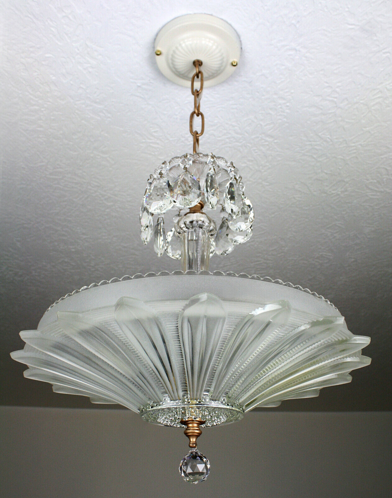 30's Antique Vintage Art Deco SUNFLOWER Ceiling Light CHANDELIER