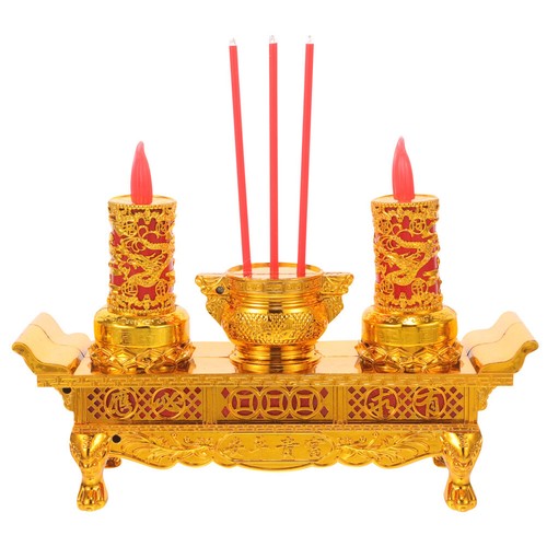 Buddha Statue Candle Holder China Style Light for Temple Vintage Lamp
