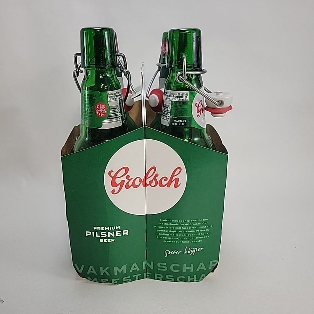 4 Pack Grolsch Green Glass Upcycled Beer Bottle Stemware  450ml  