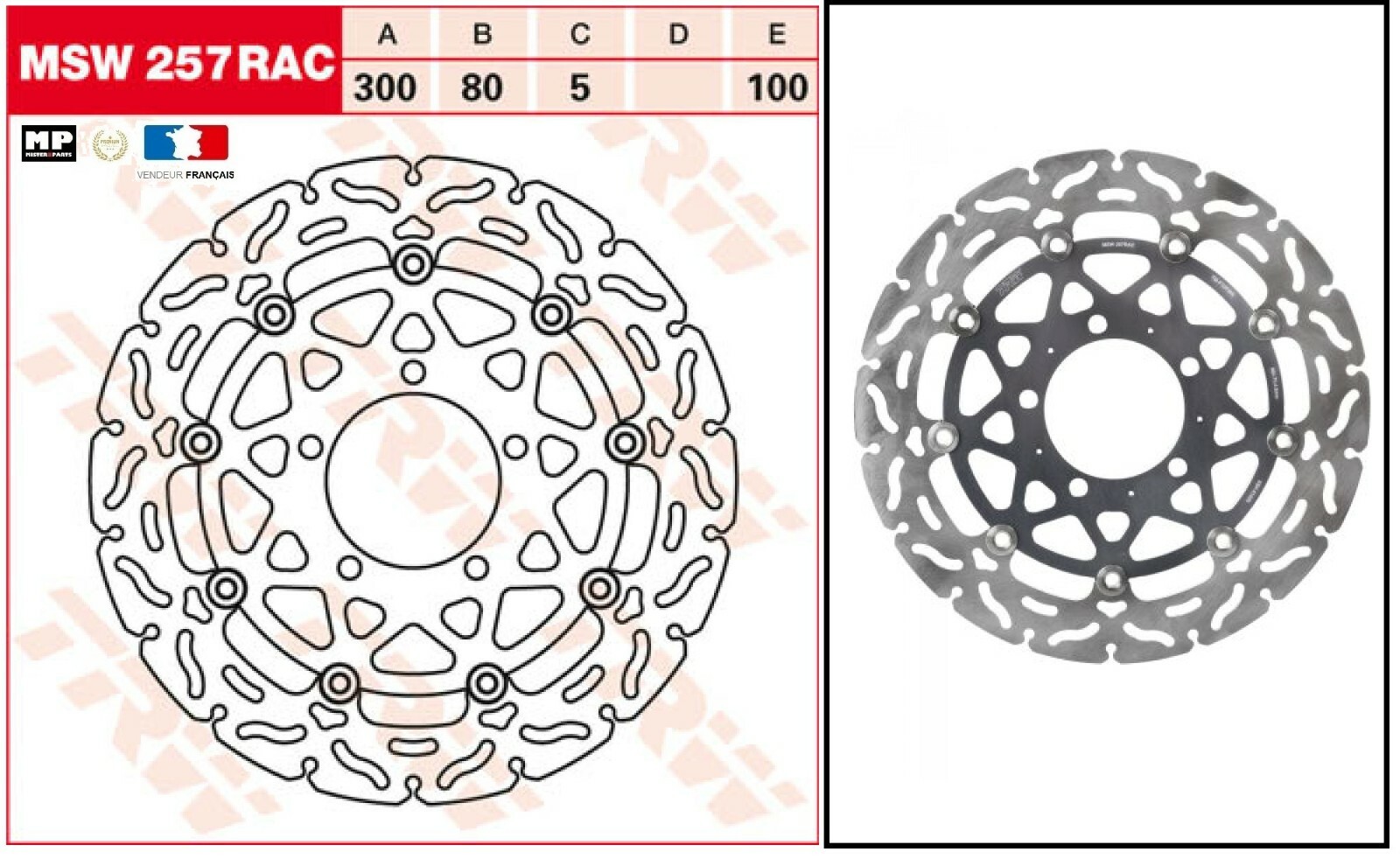 Disque de frein avant Kawasaki Versys 1000 KLZ1000 moto pièce rechange 300mm