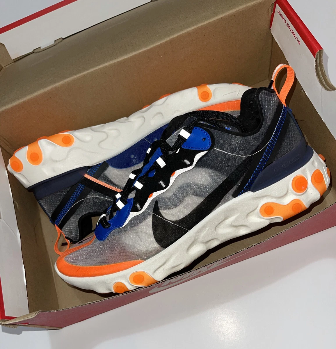 Nike React Element 87 Orange Blue Black BNIB UK 6 US 7 EU 40 Sold Out Rare  | eBay
